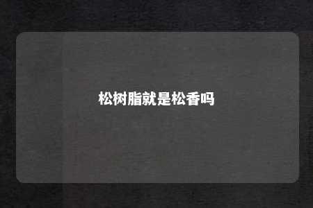松树脂就是松香吗
