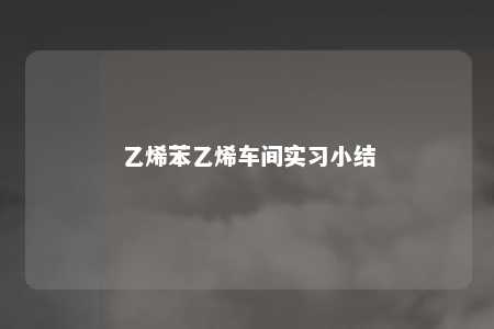 乙烯苯乙烯车间实习小结