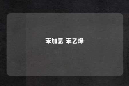 苯加氢 苯乙烯