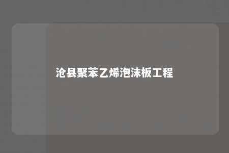沧县聚苯乙烯泡沫板工程