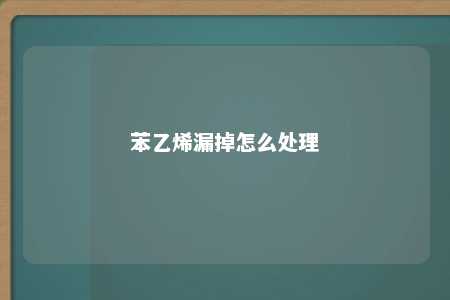 苯乙烯漏掉怎么处理