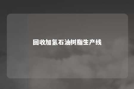 回收加氢石油树脂生产线