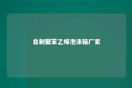 自制聚苯乙烯泡沫箱厂家