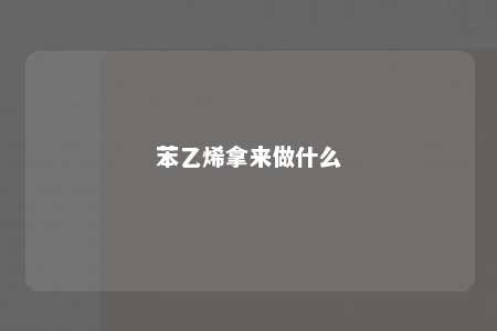 苯乙烯拿来做什么