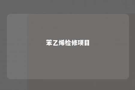 苯乙烯检修项目