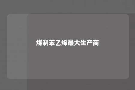 煤制苯乙烯最大生产商