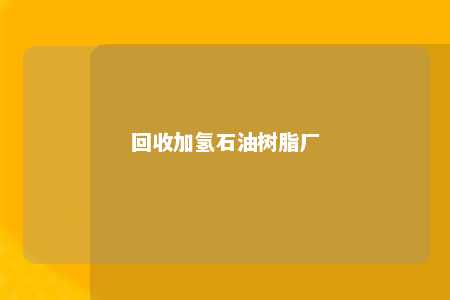 回收加氢石油树脂厂