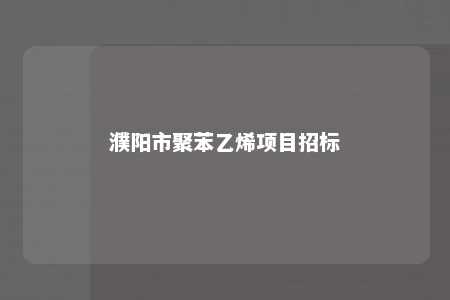 濮阳市聚苯乙烯项目招标