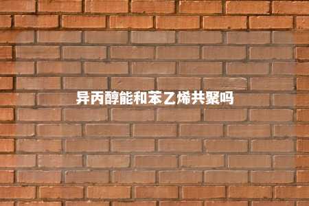 异丙醇能和苯乙烯共聚吗
