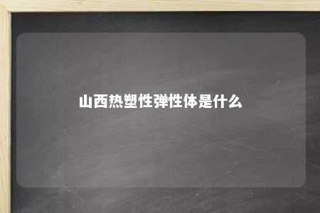 山西热塑性弹性体是什么